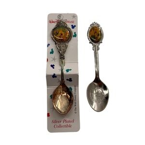 Set Of 2 Silver Plated Collectible Spoons Disney New York City Souvenir liberty